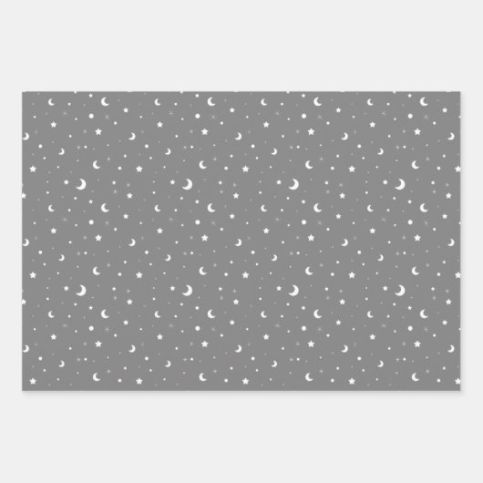 Schattigee kleine manen en sterren inpakpapier vel (Voorkant 3)