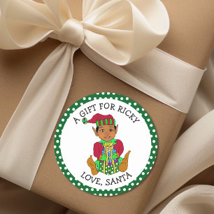 Schattigee kleine mannelijke elf van en naar cadea ronde sticker