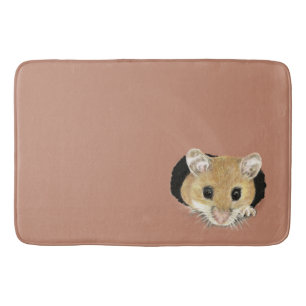 Schattigee Kleine Muis Peeking Out Waterverf Dier Badmat