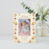 Schattigee Kleine Paddestoelen Foto Geboorte Aanko Aankondigingskaart (Staand voorkant)