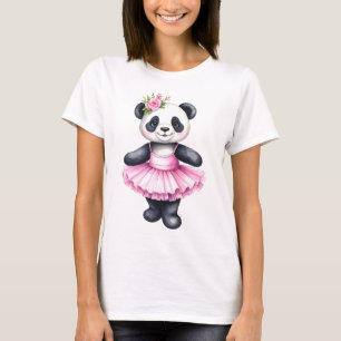 Schattigee kleine panda ballerina dansen ballet t-shirt