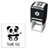 Schattigee kleine panda met een bamboe stok dank u zelfinktende stempel (In situ)