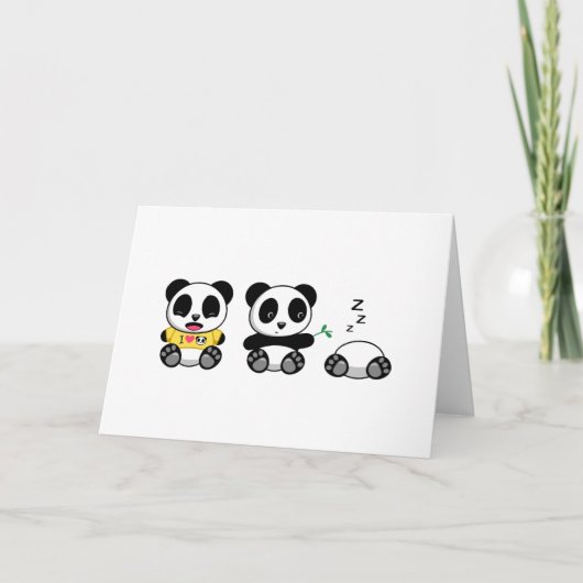 Schattigee kleine panda's blanco kaart (Voorkant)