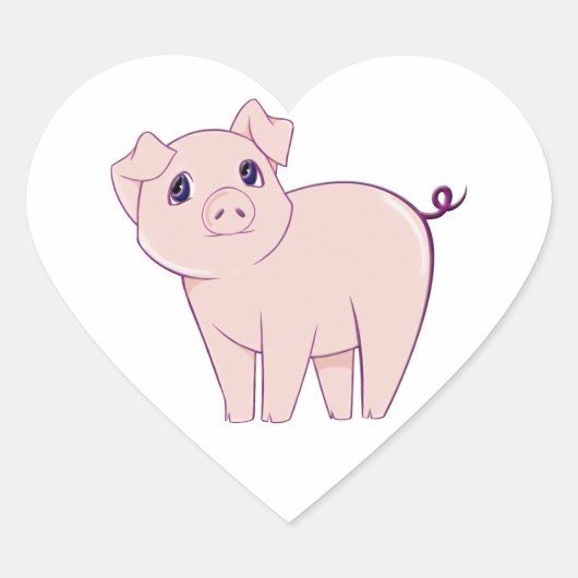 Schattigee kleine Piggy Art Hart Sticker (Voorkant)