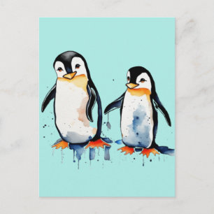 Schattigee kleine pinguïns briefkaart