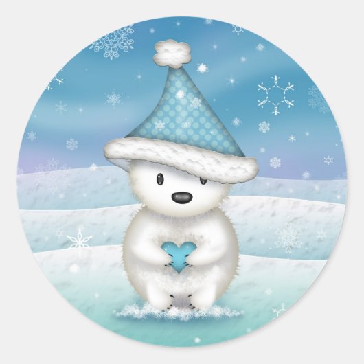 Schattigee kleine Polar Beer Stickers (Voorkant)