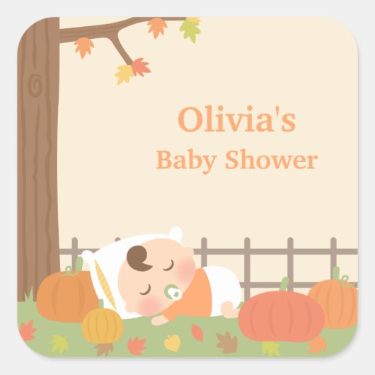 Schattigee kleine pompoen Baby shower Stickers (Voorkant)