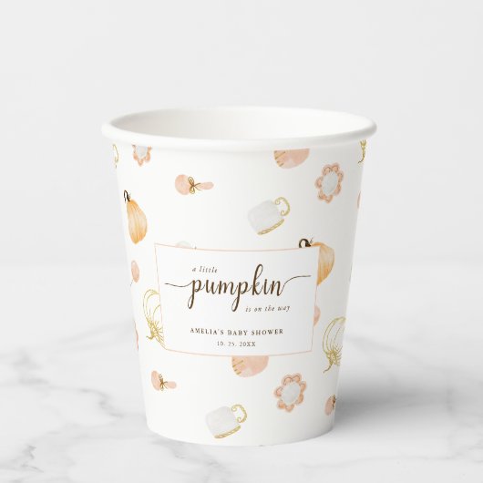Schattigee kleine pompoen kinderkamer baby meisje papieren bekers (Voorkant)
