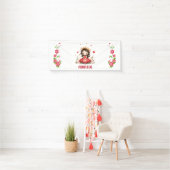 Schattigee kleine prinses met rode jurk spandoek (Insitu)