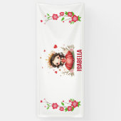 Schattigee kleine prinses met rode jurk spandoek (Verticaal)