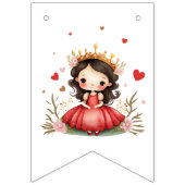 Schattigee kleine prinses met rode jurk vlaggetjes (Eerste vlag)