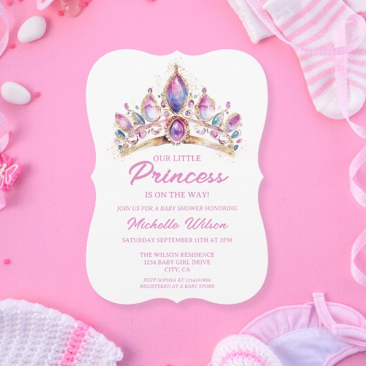 Schattigee Kleine Prinses Tiara Roze Gouden Glitte Kaart
