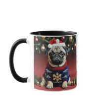 Schattigee kleine pug met kerst