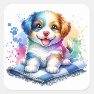 Schattigee kleine puppy hond vierkante sticker