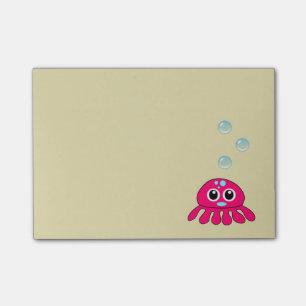 Schattigee kleine rode kwal met blauwe waterbellen post-it® notes