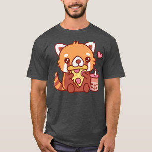 Schattigee kleine rode panda houdt van het eten va t-shirt