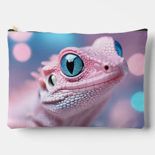 Schattigee kleine roze hagedis met grote blauwe og etui