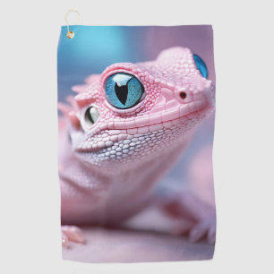 Schattigee kleine roze hagedis met grote blauwe og golfhanddoek