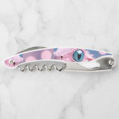 Schattigee kleine roze hagedis met grote blauwe og kurkentrekker (Achterkant)