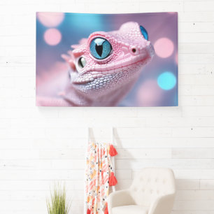 Schattigee kleine roze hagedis met grote blauwe og spandoek