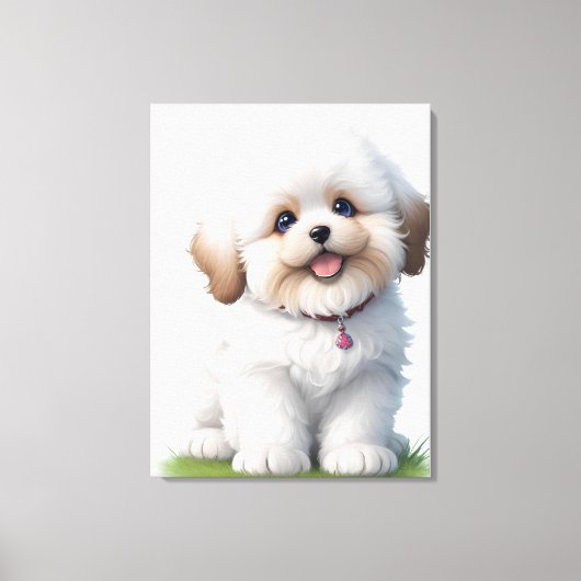 Schattigee kleine shih tzu puppy Hondenliefhebber Canvas Afdruk (Voorkant)