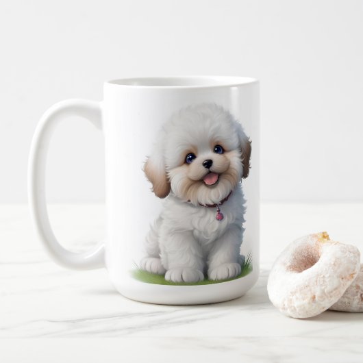 Schattigee kleine shih tzu puppy Hondenliefhebber Koffiemok (Met donut)