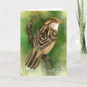 Schattigee Kleine Sparrow Verjaardag Kaart (Voorkant)