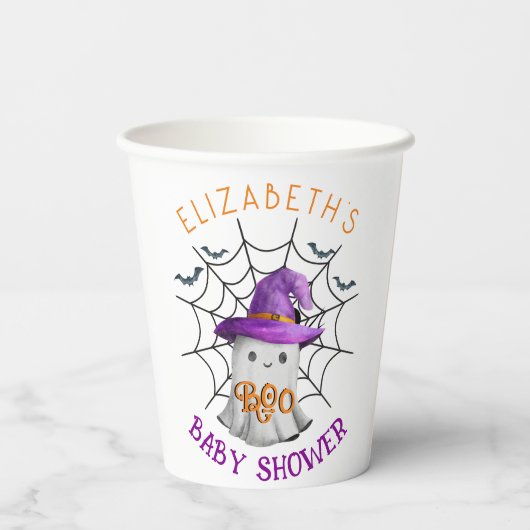 Schattigee kleine spook en spinnenweb BOO baby sho Papieren Bekers (Achterkant)