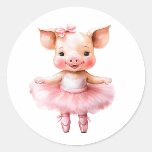 Schattigee kleine varkenshalletdanseres ronde sticker