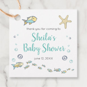 Schattigee kleine vissen en zeesterren oceaan Baby Bedankjes Labels