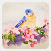 Schattigee kleine vogel waterverf sticker (Voorkant)