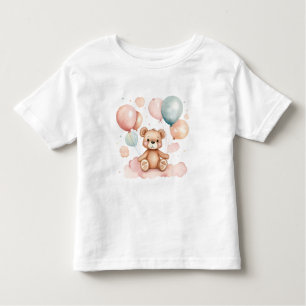 Schattigee Kleine Waterverf Balloon Beer op Cloud Kinder Shirts