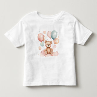 Schattigee Kleine Waterverf Balloon Beer op Cloud Kinder Shirts