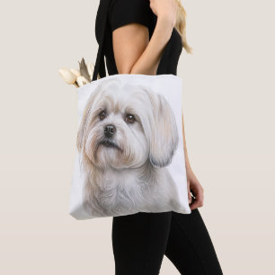 SCHATTIGEE KLEINE WITTE MALTESE PUPPYHOND DRAAGTAS