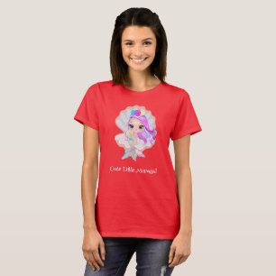 Schattigee kleine zeemeermin regenboog kleurrijke t-shirt