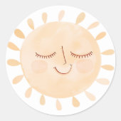 Schattigee Kleine Zon & Regenboog Boho Baby shower Ronde Sticker (Voorkant)
