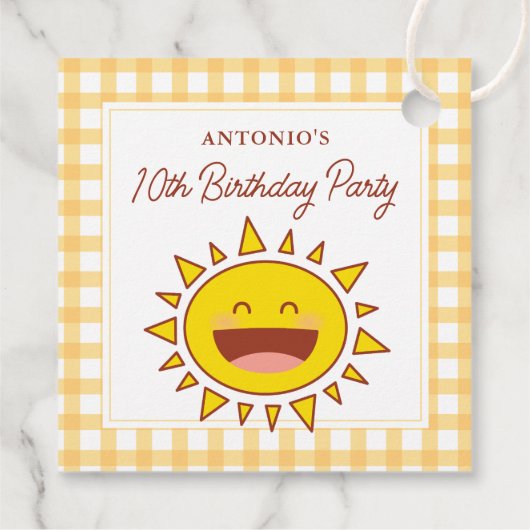 Schattigee kleine zonneschijn kinderen verjaardags bedankjes labels (Achterkant)