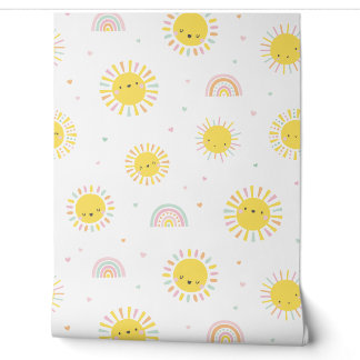 Schattigee kleine zonneschijn, regenbogen en harte behang