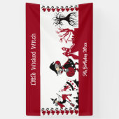 Schattigee kleine zwervende heks Halloween wit roo Spandoek (Verticaal)