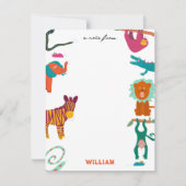 Schattigee Kleurrijke Abstracte Dieren Aangepaste Notitiekaartje (Voorkant)