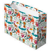 Schattigee kleurrijke Abstracte Dieren Kinder Patr Groot Cadeauzakje (Achterkant Gekanteld)