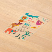 Schattigee Kleurrijke Abstracte Dieren Kinderen Ve Acryl Uitnodigingen (Laagn)