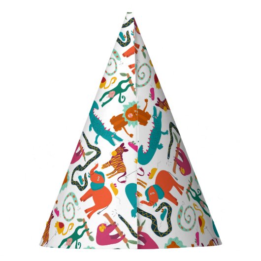 Schattigee Kleurrijke Abstracte Dieren Kinderen Ve Feesthoedjes (Achterkant)