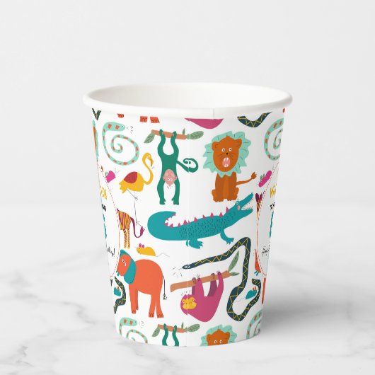 Schattigee Kleurrijke Abstracte Dieren Kinderen Ve Papieren Bekers (Rechts)