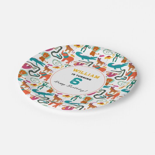 Schattigee Kleurrijke Abstracte Dieren Kinderen Ve Papieren Bordje (Gekanteld)