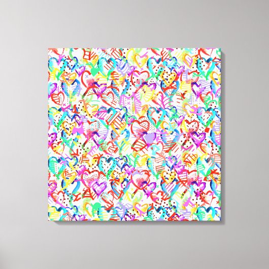 Schattigee kleurrijke abstracte harten canvas prin (Voorkant)