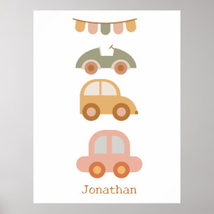 Schattigee kleurrijke auto speelgoed Baby kamer Poster