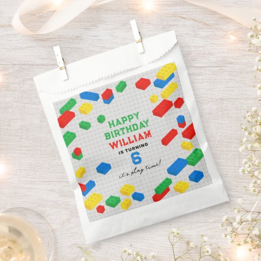 Schattigee Kleurrijke Bakstenen Bouwstenen Kindere Bedankzakje (Geknipt)