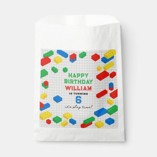 Schattigee Kleurrijke Bakstenen Bouwstenen Kindere Bedankzakje (Voorkant)