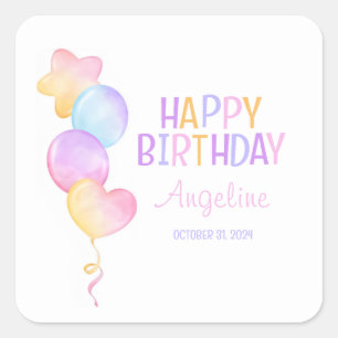 Schattigee Kleurrijke Ballon Kids Verjaardag Vierkante Sticker